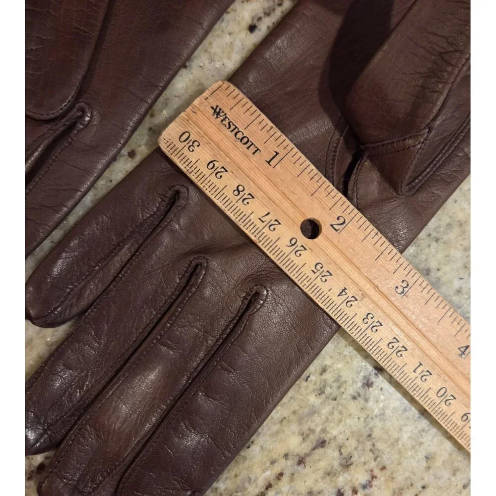 New! Vintage Women's Size S 6.5 Brown Soft Leather Lined Gloves Italy